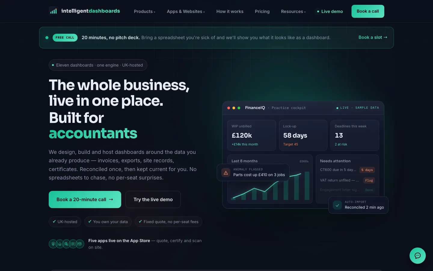 intelligentdashboards.co.uk homepage, redesigned September 2026